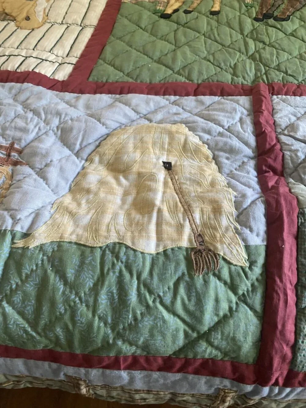 Patch Magic Quilt Twin Horses Western Scene Cotton Applique Country Bedding